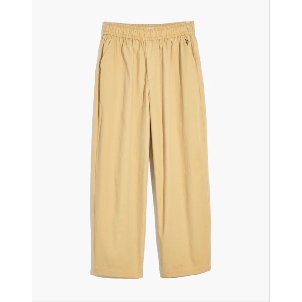 Madewell Women Tan Khaki Pull-On Relaxed Wide Leg‎ Cotton Pants NF091 Size M